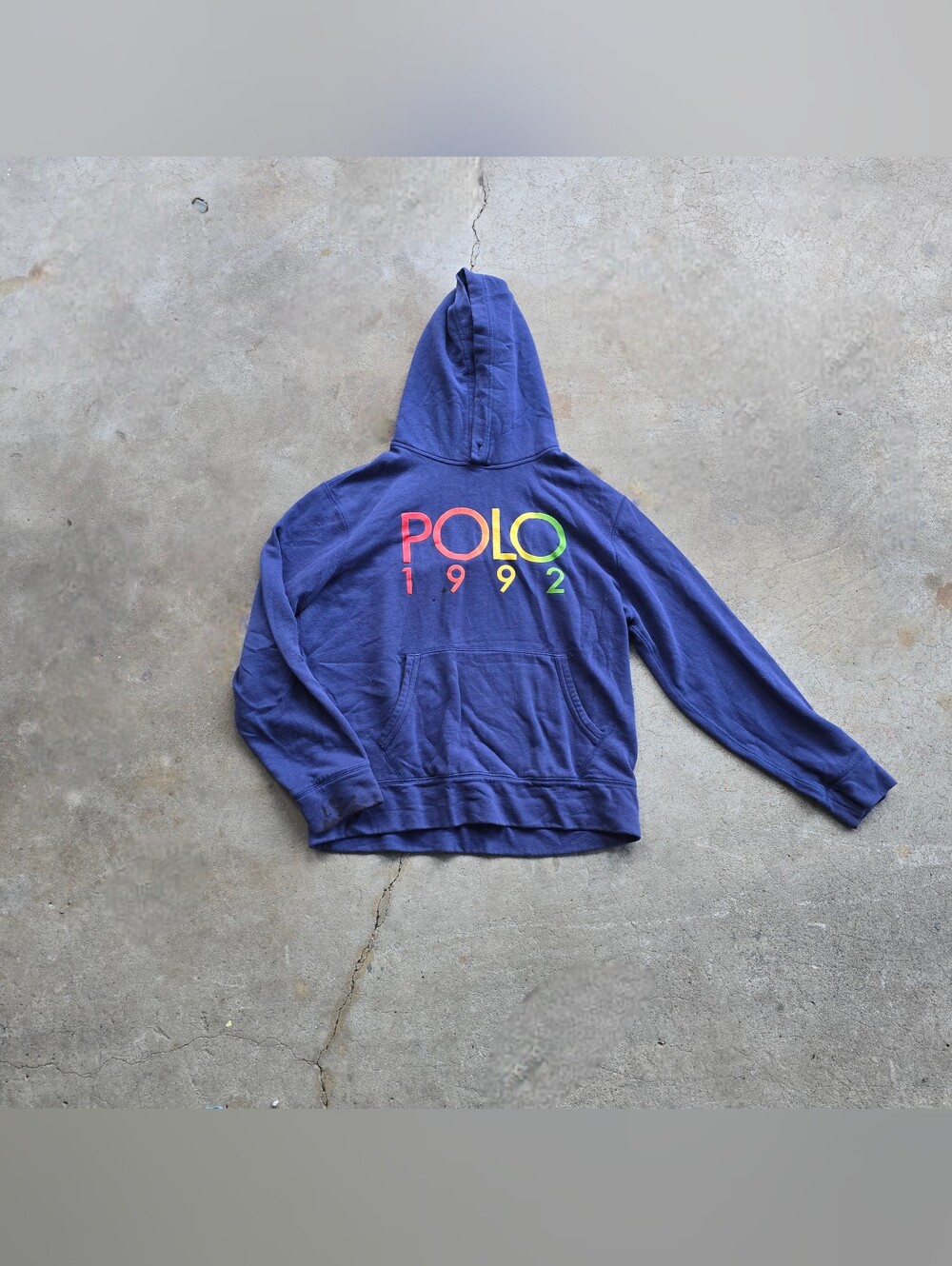 Polo Ralph Lauren Sweatshiet Hoodie Navy Blue Polo 1992 Rainbow Graphic Size L
